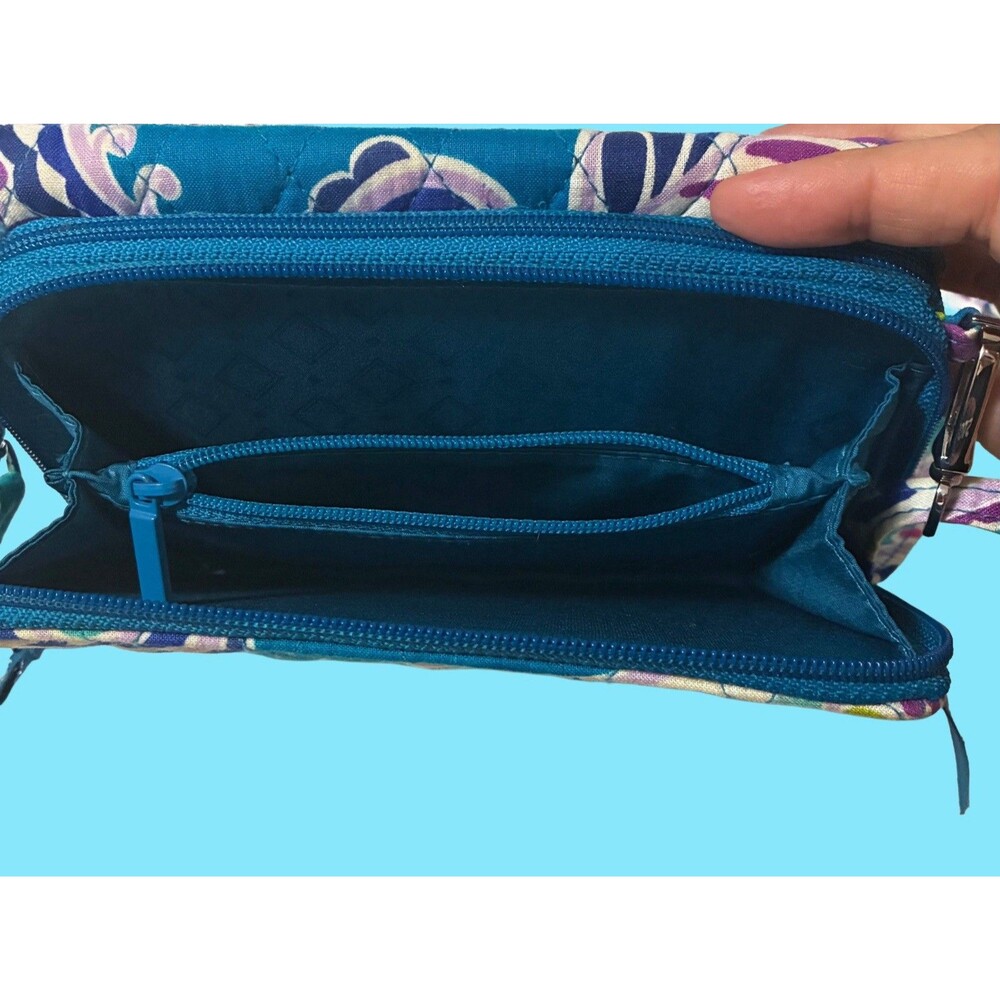 Vera Bradley Blue Paisley All-in-One Crossbody Wallet Wristlet Bag - Picture 7 of 10
